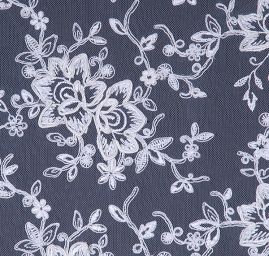 Krajka výšivka na tylu květinový motiv slonová kost II.jakost