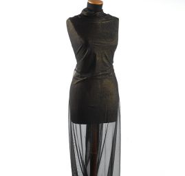 Lamé tyl pružný třpytivý zlatá/černá