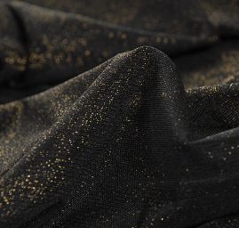 Lamé tyl pružný třpytivý zlatá/černá