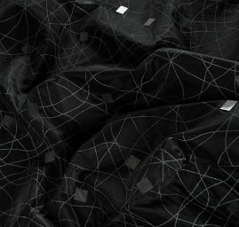 Organza lepené flitry stříbrná/černá