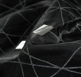 Organza lepené flitry stříbrná/černá