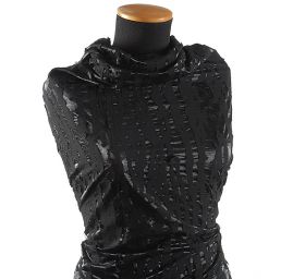 Lamé  vrstvená textilie černá větší vzor