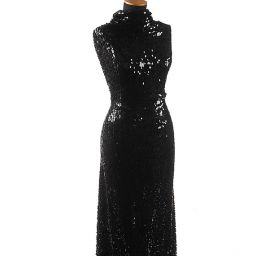 Látka s flitry pružný tyl černý