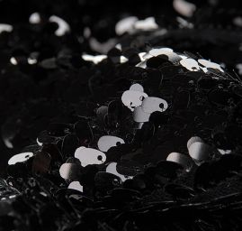 Látka s flitry pružný tyl černý