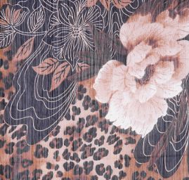 Šifon plisé zvířecí motiv doplněn květy 