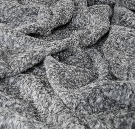 Vlněná kostýmová látka buklé s vlasem černošedá