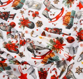 Bavlněná látka vánoční vzor