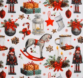 Bavlněná látka vánoční vzor