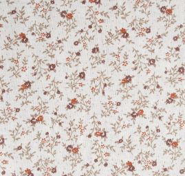 Bavlněná látka romantický vzor květy hnědé