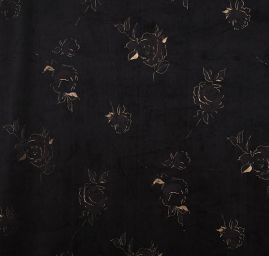 Imitace jelenice tisk motiv květů černá