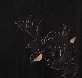 Imitace jelenice tisk motiv květů černá