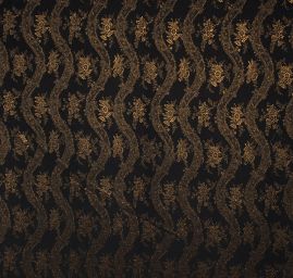 Efektné žakárová vlnená látka na kabát čiernozlatá