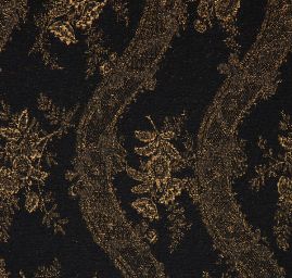 Efektné žakárová vlnená látka na kabát čiernozlatá