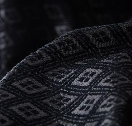 Brokátová žakárová látka černozlatá