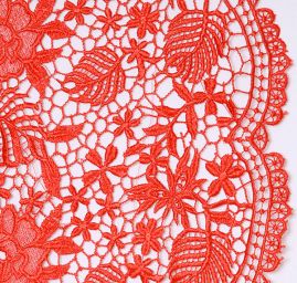Efektné hrubá čipka kvetinový vzor červená