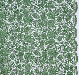 Efektní hrubá krajka květinový vzor zelená