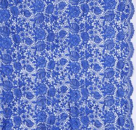 Efektní hrubá krajka květinový vzor modrá