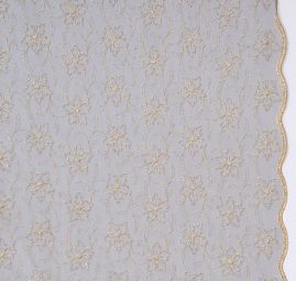 Krajka motiv květů zlatá výšivka černý tyl