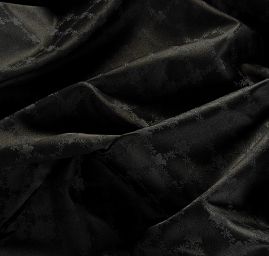 Žakárová látka geometrický motiv černá