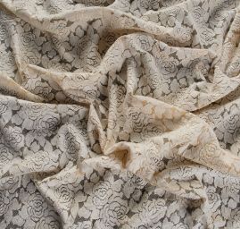 Pružná krajka jemná květinový vzor béžová