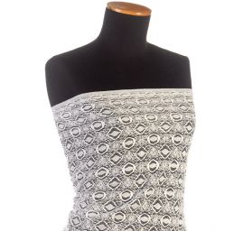 Pružná krajka jemná geometr.motiv smetanová