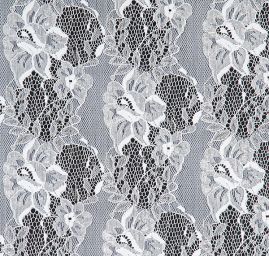 Krajka pružná jemná květinový vzor bílostříbrná