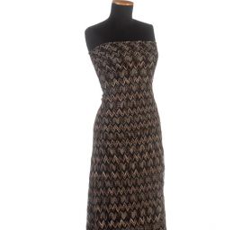 Pružná žakárová krajka vlnky hnědočerná