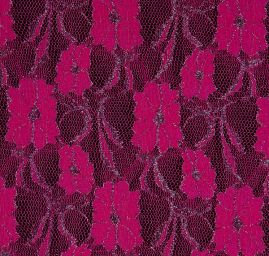 Krajka pružná květinový vzor fuchsiová