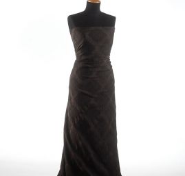 Brokát pružný krajkový ornament tm.hnědý