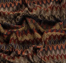 Pružná žakárová krajka vlnky hnědomodrá