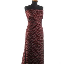 Brokát pružný květinový motiv starorůžový/hnědý