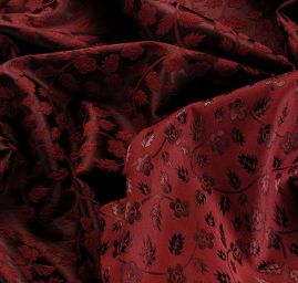 Brokát pružný květinový vzor vínověhnědý