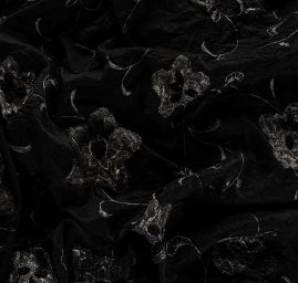 Krešovaný taft žakárový výšivka květů černý