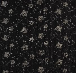 Krešovaný taft žakárový výšivka květů černý