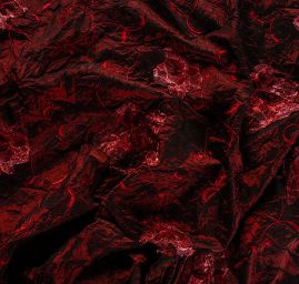 Krešovaný taft žakárový výšivka květů červená