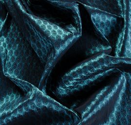 Brokát pružný geometrický ornament tyrkysový