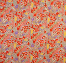 Satén nepružný tisk orientální vzor červený