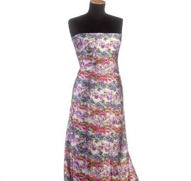 Satén nepružný tisk rozkvetlá louka slon. kost