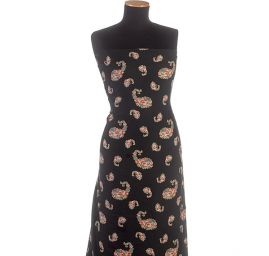 Krepdešín imitace hedvábí tisk květinový paisley vzor