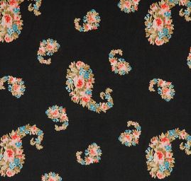 Krepdešín imitace hedvábí tisk květinový paisley vzor
