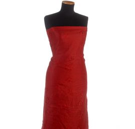 Len s výšivkou květin a s korálky červený