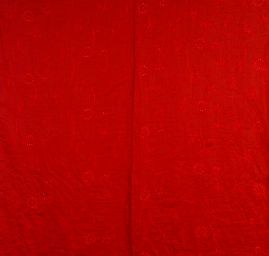 Len s výšivkou květin a s korálky červený