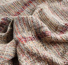 Ručně tkaná látka melír v zemitých barvách