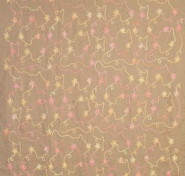 Len s květinovou výšivkou duhových barev/khaki