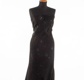 Pružný manšestr černý výšivka flitry