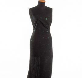 Bavlněný etamín černý výšivka flitry