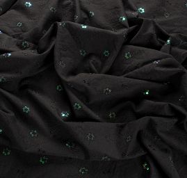 Bavlněný etamín černý výšivka flitry