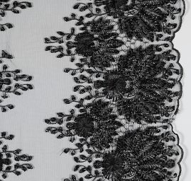 Krajka na tylu černá výšivka korálky