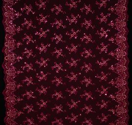 Krajka na tylu fuchsiová výšivka korálky