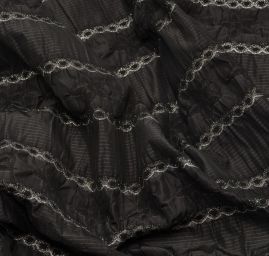 Taft s žakárovým vzorem protkaný lurexem tmavě šedá